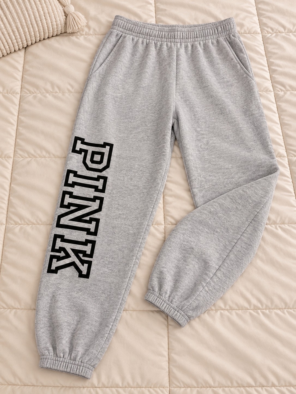 PINK Victoria's Secret Gray Sweatpants with Black Logo